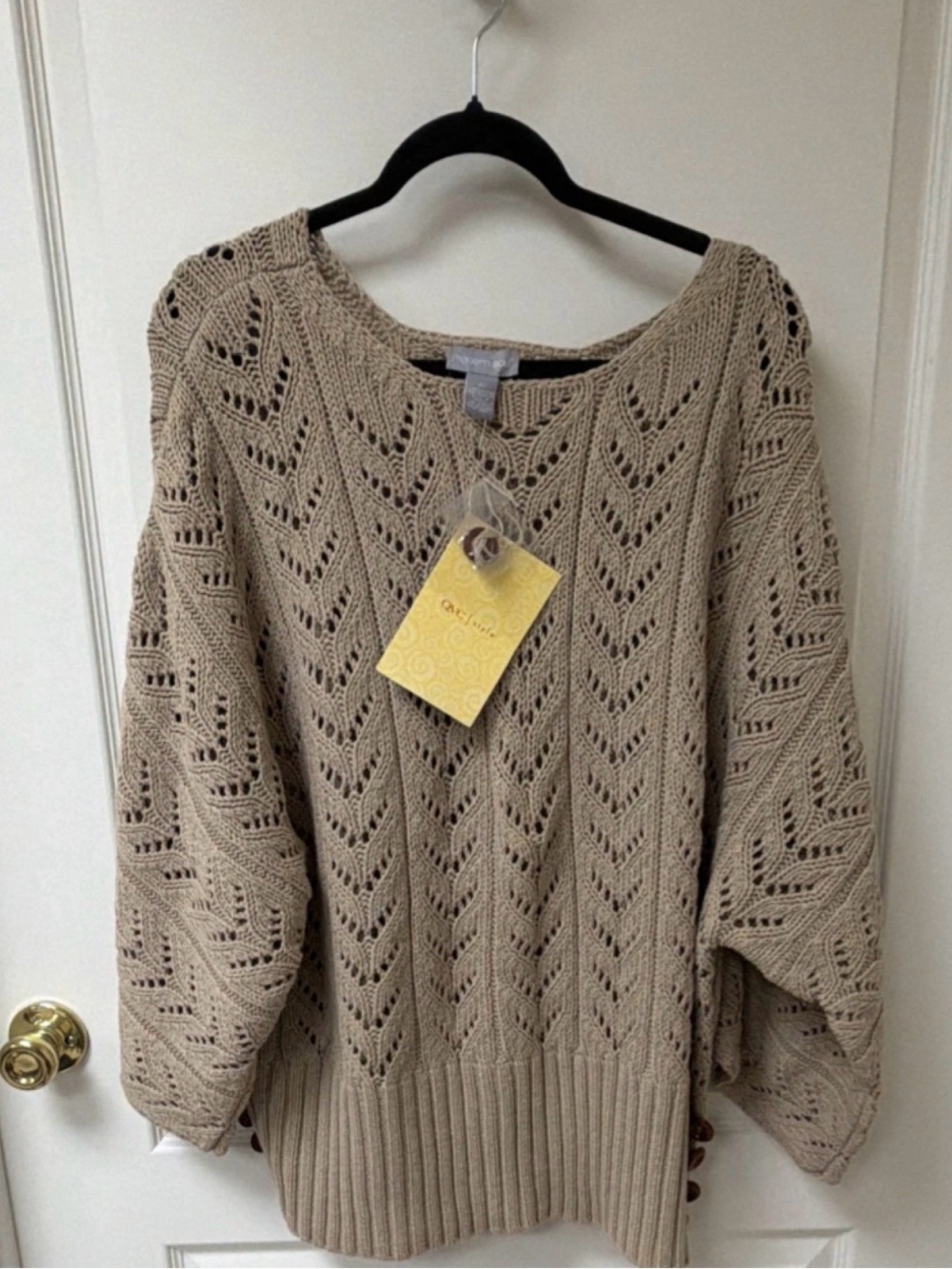 Modern Soul Open-Knit Beige Women's Sweater - Casual Pullover